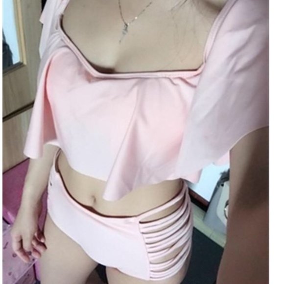 Ruffle off shoulder high waist two pieces bikini - Picture 5 of 5